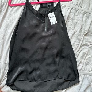NWT black tank with sheer detailing around neckline